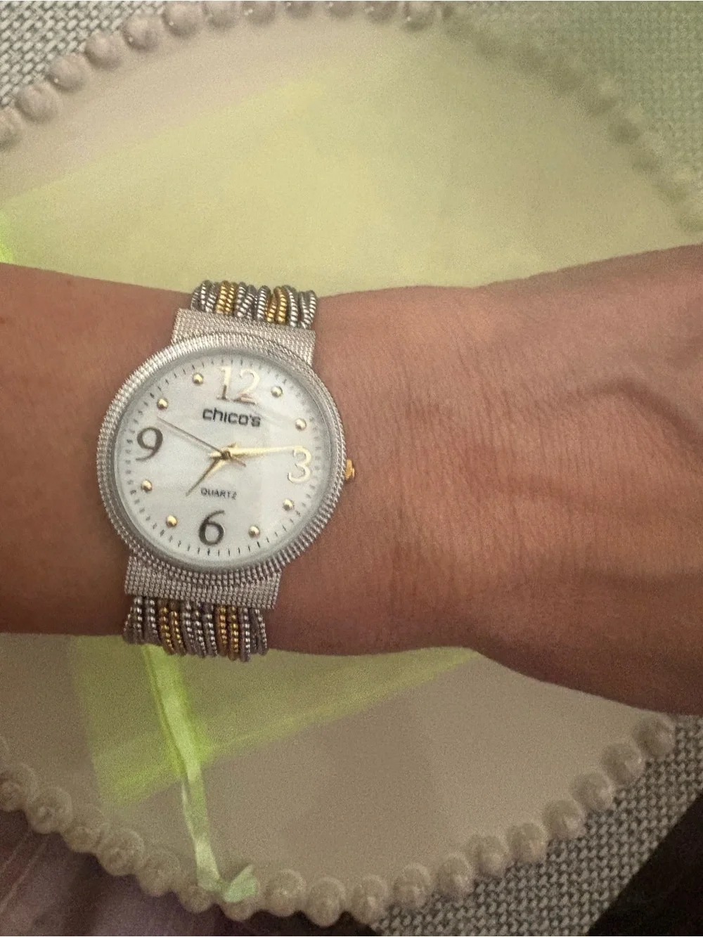Chico's Gold & silver beaded Watch Bracelet